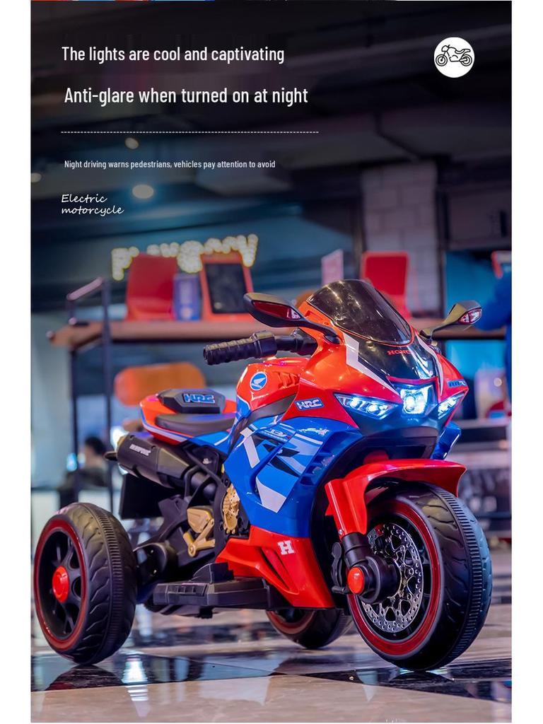 Electric Ride-On Tricycle for Kids with Remote Control, Dual Drive, Rechargeable Battery, Suitable for Boys and Girls.