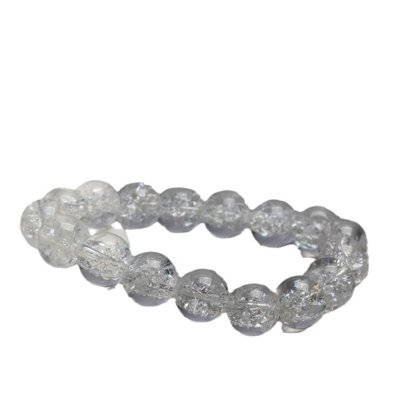 Hongchu Crystal Himalayan White Crystal Bracelet Crackled White Crystal Round Bead Bracelet