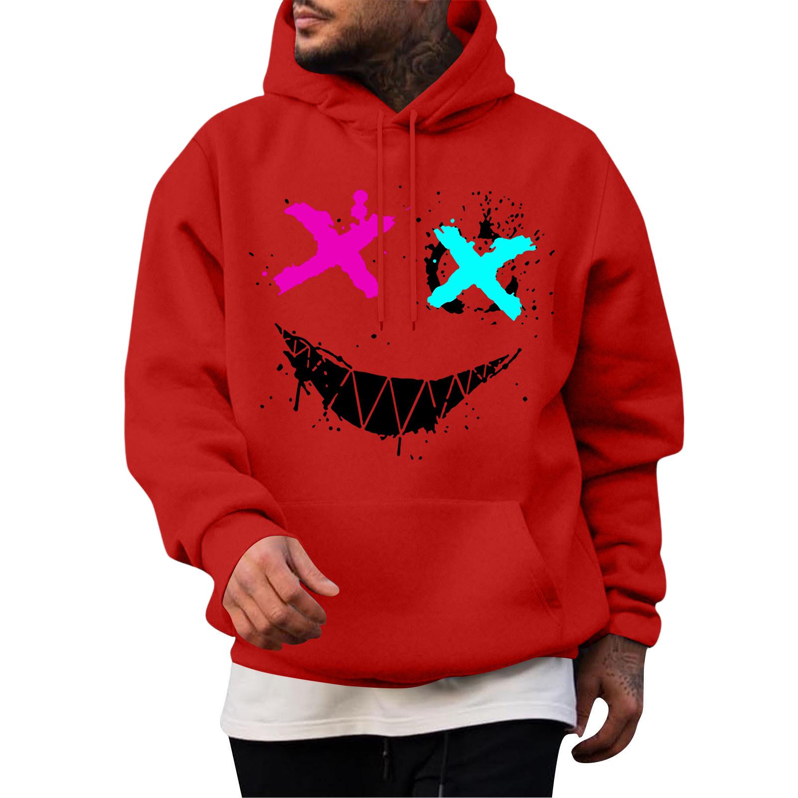 

Мужская повседневная толстовка модная толстовка с капюшоном для отдыха топы подростковая уличная мода рубашка с длинным рукавом теплая XL красный