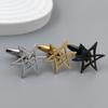 Hexagonal star gold-plated cufflinks, black stainless steel cuffs, men's shirt button accessories, business formal wear