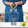4 Litre Glass Juice Dispenser - Water Pitcher for Detox Water - Mason Jar - Counter Table Top Infused Water & Beer Dispenser- Air Tight Lid Pitcher