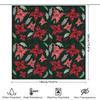 Green Christmas Shower Curtain with Red Poinsettia Floral Pattern, Polyester Fabric, Waterproof Home Decor Item for Bathtub Size