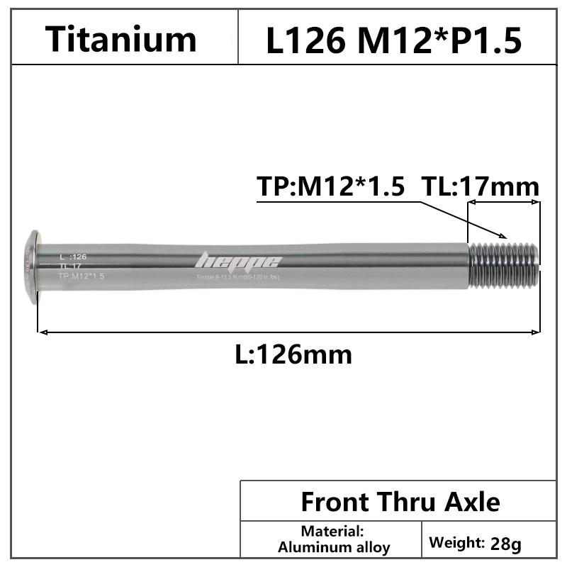 HEPPE MTB Road Bike Titanium Thru Axle Ultra Light Bike Axle 12x142 12x148 Rear Hub Thru Axle Bike Fork 12x100 12x110 Shaft