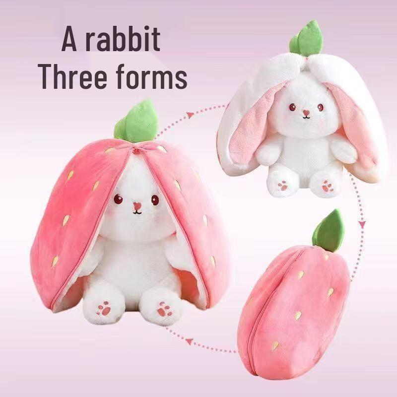 Strawberry Rabbit Plush: Adorable Carrot Bunny Doll & Girls' Sleeping Pillow