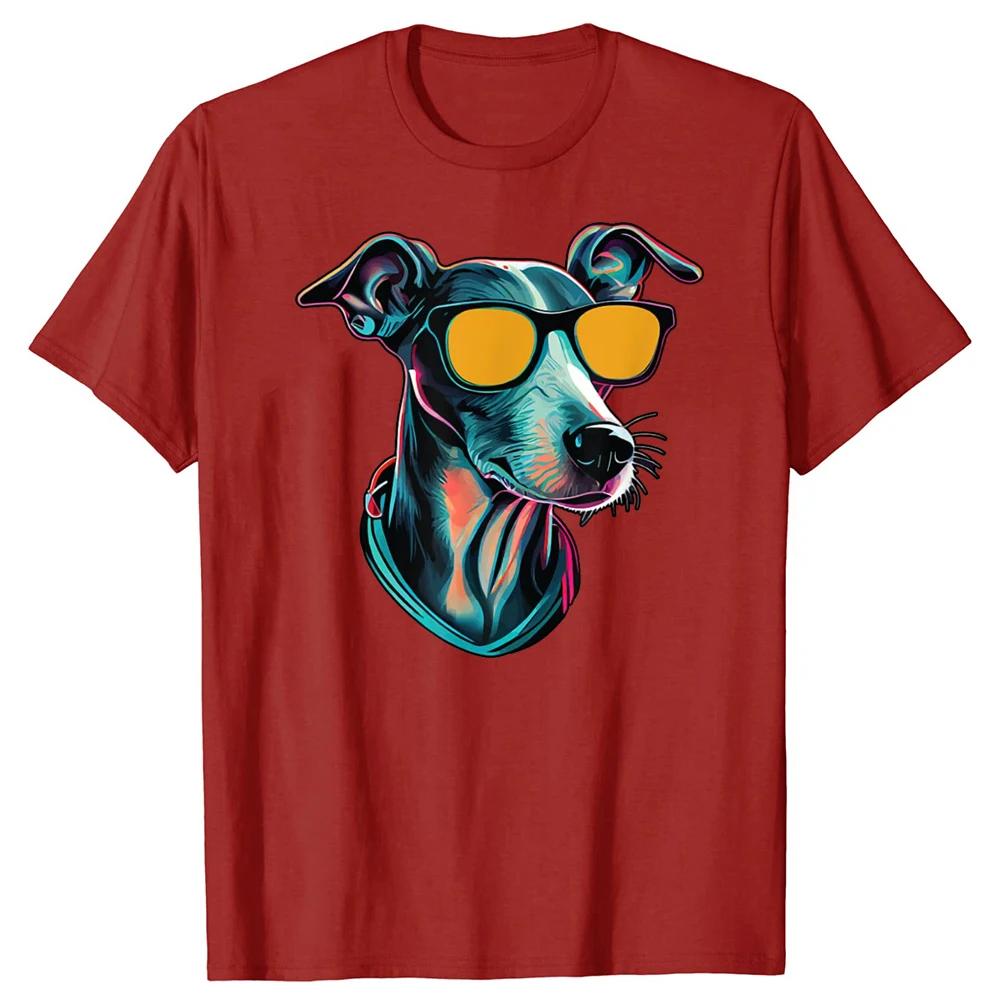 Maman et Papa Lunettes de Soleil Chien Cool Motif T-shirt Lévrier Italien Vêtements de Rue Cadeau Été Vêtements Homme et Femme