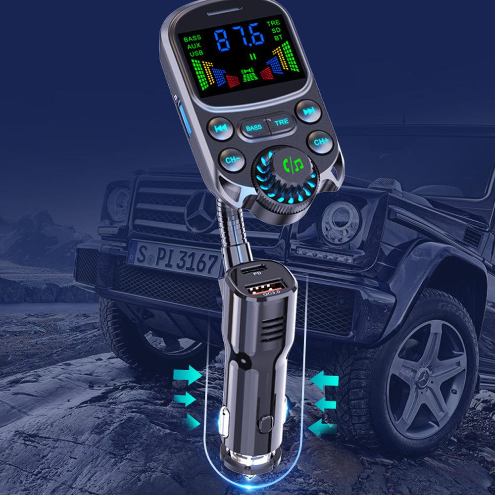 Bluetooth-compatible Car Kit Cigarette Lighter Handsfree FM Transmitter AUX Audio Wireless MP3 Player PD QC3.0 Car Quick Charger