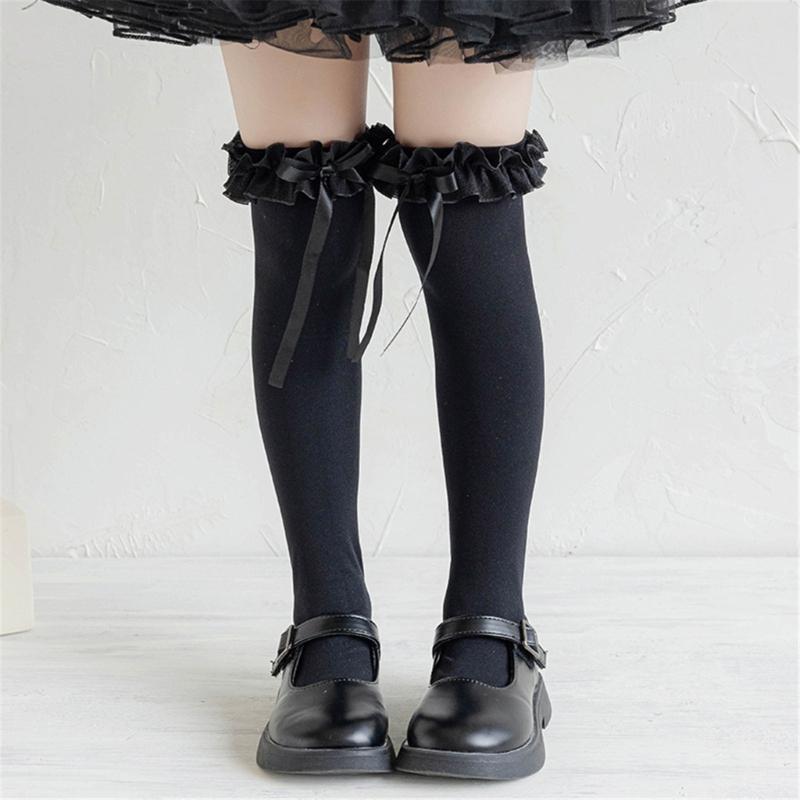 Fashion Lace Calf Socks Socks Breathable Loose Socks for Girls Bowknot High Boot Socks Long Knee High Stockings