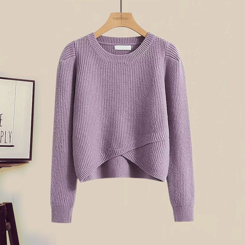 Autumn Women's Suit New Fashion Temperament Age-reducing Knitted Top Slimming Skirt Two-piece Set