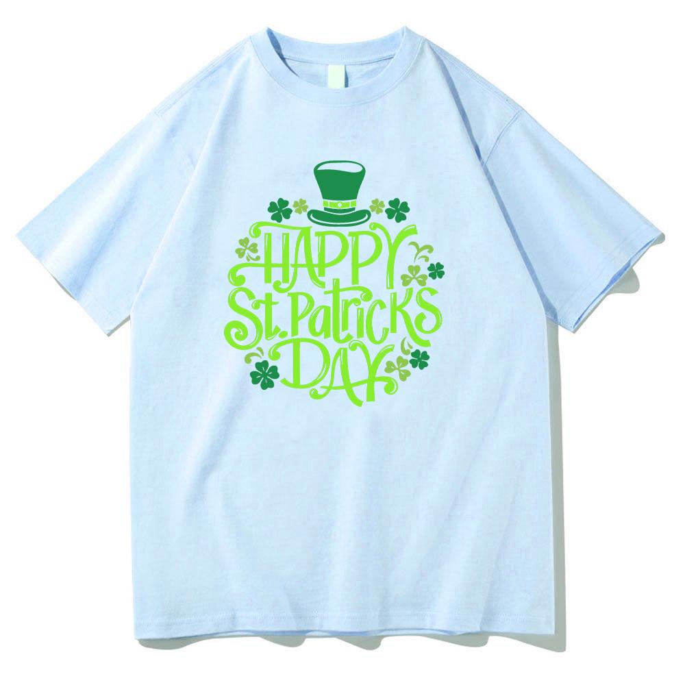 Happy St Patrick's Day T-shirts Fahsion Funny Cartoon Print Clothes Comfortable Cotton Tee Women Men O-neck T Shirt