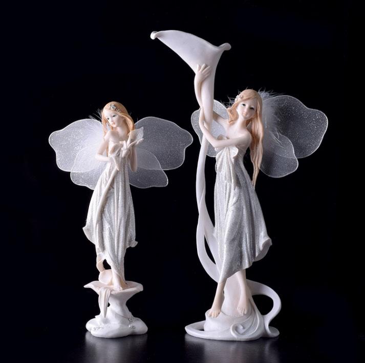 Europe Flower Fairy Beauty Angel Figurines Decoration Resin Home Crafts Desktop Cute Ornament Birthday Wedding Gift Accessories