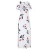 Women Summer Cold Shoulder Floral Print Elegant Maxi Long Dress Pocket Dress