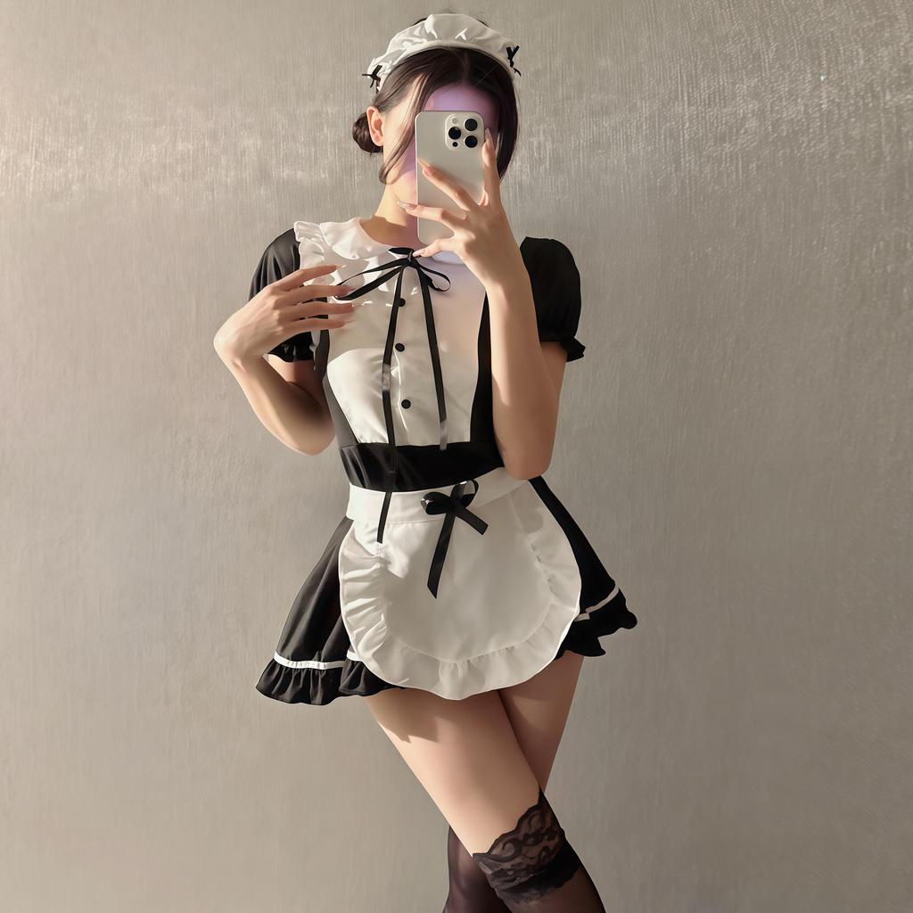 Plus Size Maid Cosplay Lingerie - Passionate, Easy-Off Bedtime Flirt Set
