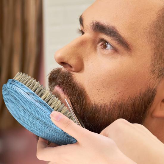 Boar Bristle Hair Brush Short Long Thin Thick Straight Curly Wet Dry Hair Comb with Ergonomic Handle Men Oil Head Mustache Beard Styling Brush