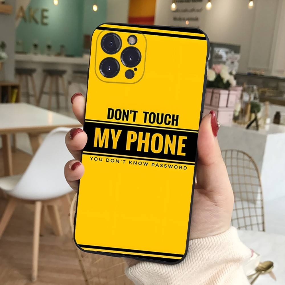 Nicht anfassen Mein Handy Muster Handyhülle Für IPhone 17 16 15 14 13 12 11 Pro Max Plus Mini Weiche Schwarze Hülle