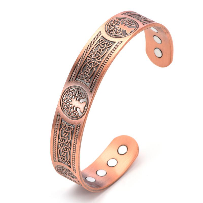 Tree of Life Pattern Magnetic Copper Bracelet In Antique Bronze
