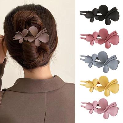Women Solid Color Strong Grip Hair Clip Exquisite Anti-slip Butterflies Decor Elegant Hairpin Hair Accessories