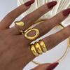 Stainless Steel Circle Hollow Opening Rings for Women Punk Multi Layer Wide Edge Metal Rings Christmas Jewelry Gift