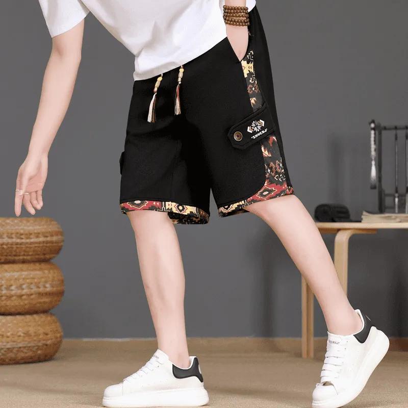 Summer Men's Embroidery Shorts Men Streetwear Hip Hop Straight Leg Short Pants Casual Sports Five-Point Pants Male