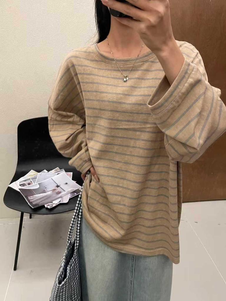 Da 7 Women's Spring Plus Size Korean Striped T-shirt