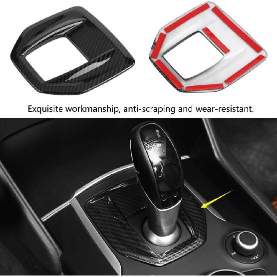 Tbest Stelvio,Gear Shift Head Gear Shift Accessories Carbon Fiber Abs Gear Shift Box Panel Cover Trim for Giulia 2017-2018