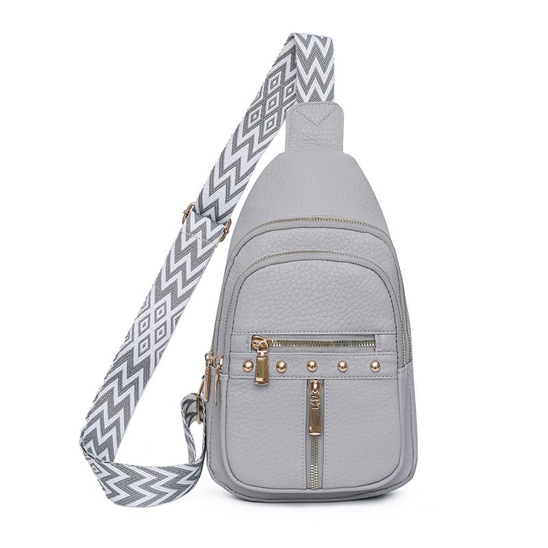 

Нагрудная сумка женская большая вместительная сумка через плечо мягкая кожаная сумка на плечо серый