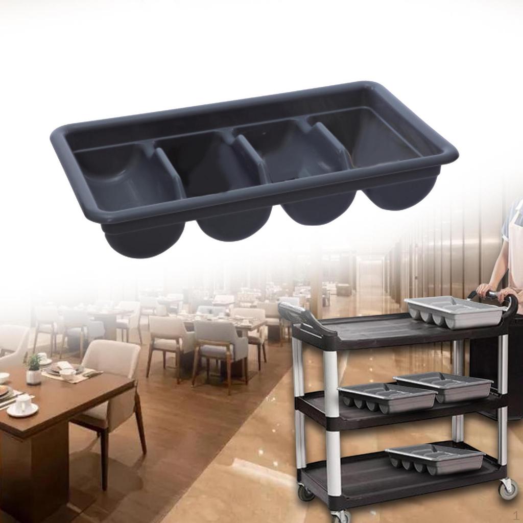 4 Compartment Cutlery Bin Kitchen Utensil Holder Organizer Tray for Restaurant