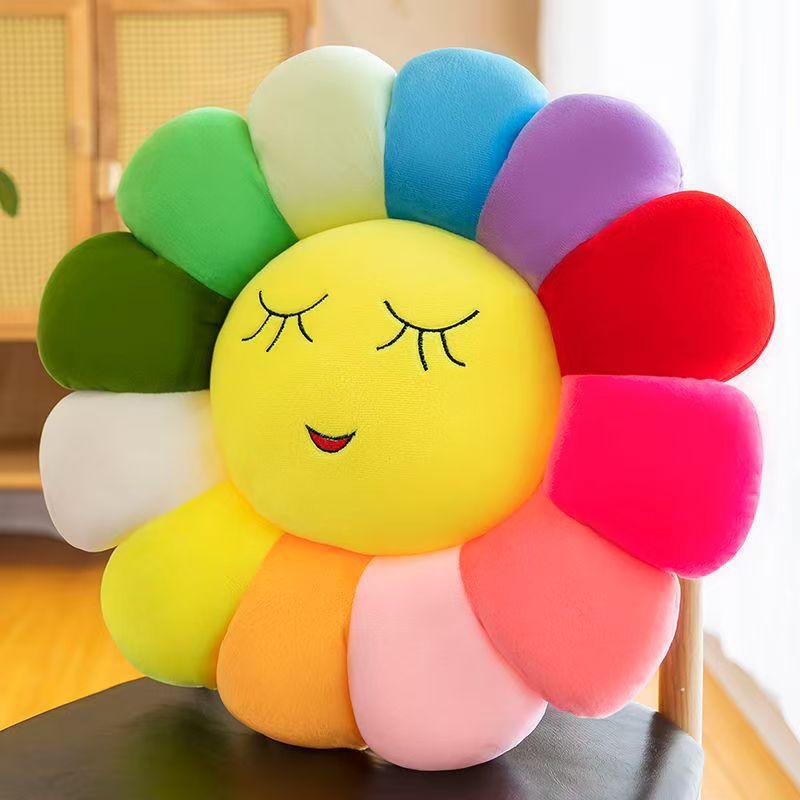 Colorful Sunflower Seat Cushion Petal Expression Pillow Creative Plush Toy Sofa Cushion