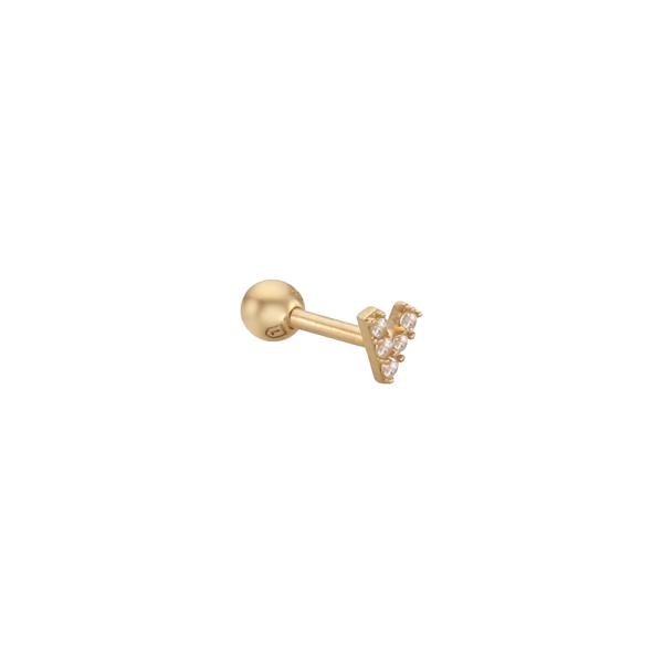 Lloyd V-Line Basic Simple 14K Gold Half Piercing Lpfh2102G
