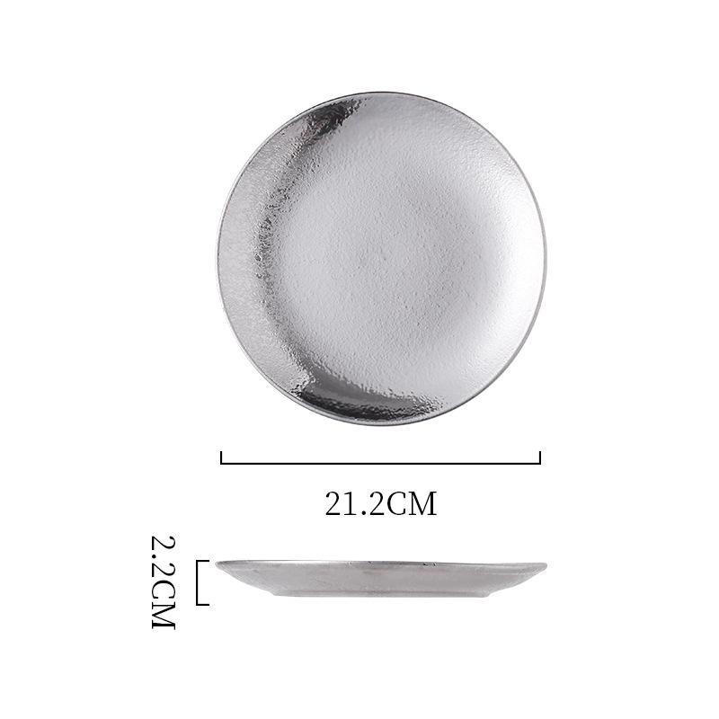 Electroplated Ceramic Plate Gold And Silver Plate Pendulum Decorative Plate Western Food Nordic Disc Light Luxury Tableware