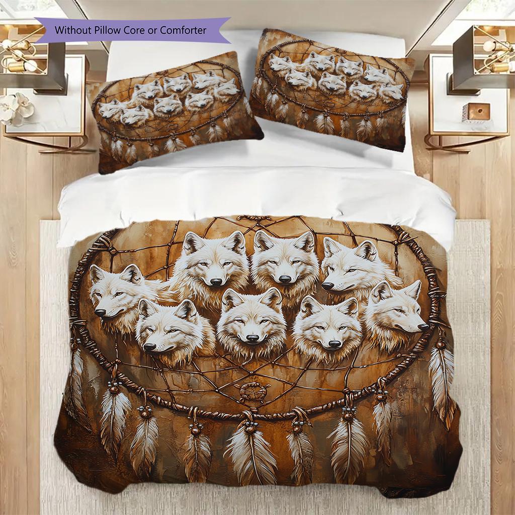 Wolf Pattern Bedding Quilt Set Quilt Cover Pillowcase Home Decoration Birthday Gift (1 * duvet cover + 2 * pillowcase, without core)
