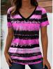 Women's T-Shirts Ocean Striped Graphic Print Fashion Short Sleeved V-Neck Regular Tops Daily Print Tee Summer Spring Casual Tops