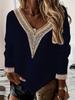 2025 Plus Size Women's V-Neck Knit Sweater: New Solid Color, Long Sleeve for Autumn/Winter, European & American Style