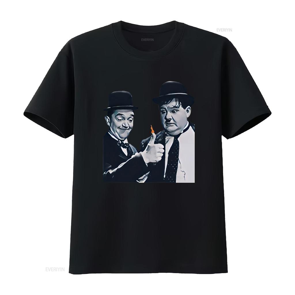 Oliver Hardy Stan Laurel Vintage Film inspired Design T shirt Retro Style for Classic Movie Fans vintage Washed Soft