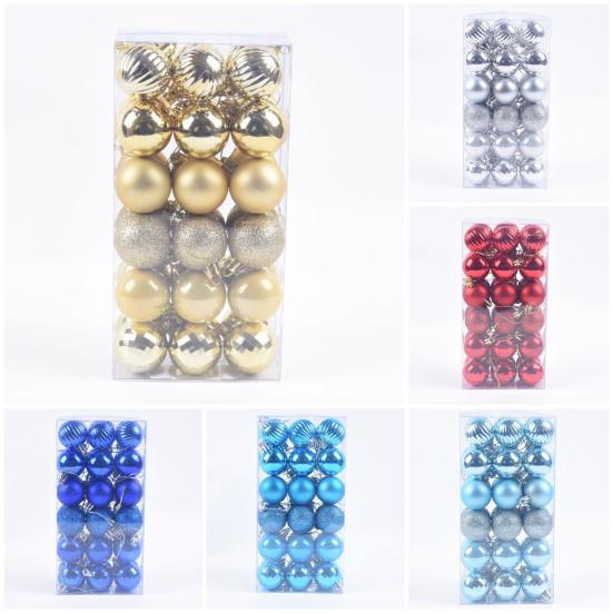 36Pcs Christmas Balls Shatterproof Anti-deform Plastic Decorative Shiny Glitter Xmas Balls for Home