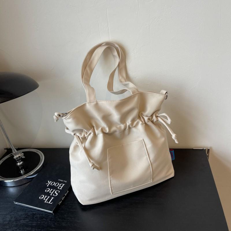 Commuting To Work Cross-border Large-capacity Cross-body Tote Bag Women's New Trendy Super Fire Drawstring Single-shoulder Canvas