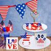 4 Pieces 4th Of July Decor Wooden Patriotic Decorations, Wooden Patriotic Star USA LOVE And Cat Paw Table Signs Fourth Of July Table Decorations