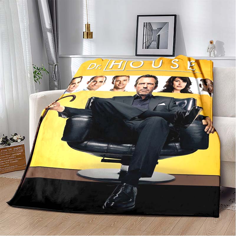 Dr. House Print Soft Flannel Throw Blanket Lightweight Warm SofaCouch Bed Home Decor Cover For Movie Fans