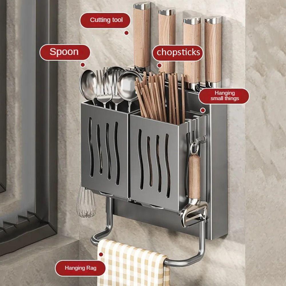 Wall-Mounted Kitchen Utensil Rack Punch Free Chopstick Barrel  for Kitchen