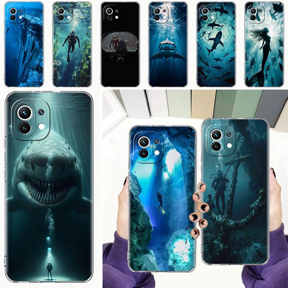 Phone Case For Xiaomi Mi 15 14 13 12 11 Lite 15T 13T 12T Pro Poco X7 X6 X5 Pro 5G X3 NFC F7 F6 F5 Clear Cover Scuba Diving