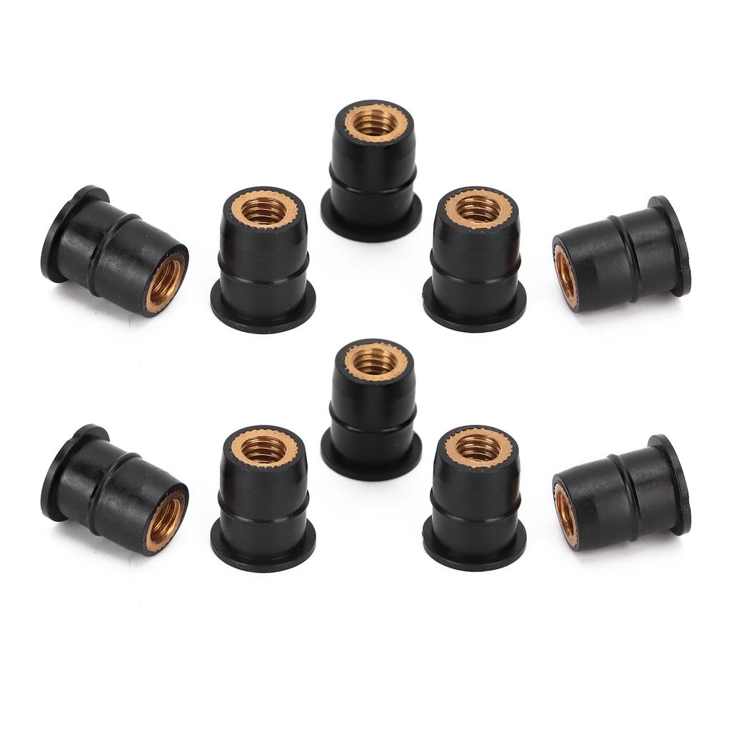 10PCS Well Nut M6x0.8mm Rubber Captive Brass for Motorcycle ATV Windscreens Body