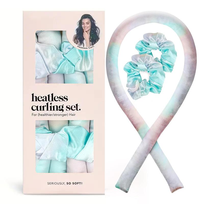 

3 шт. Сатиновый галстук-дай ленивый артефакт для завивки без нагрева, без повреждения волос, парикмахерская, хлопковый наполнитель, плойка, подарок зелёный