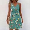 Women Summer Dresses V-Neck Print Sleeveless Sundress Casual Dress