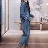 Spring and Autumn Fashion Casual Denim Jacket Spring and Autumn Two-piece Western Style Thin Harem Pants Loose Suit