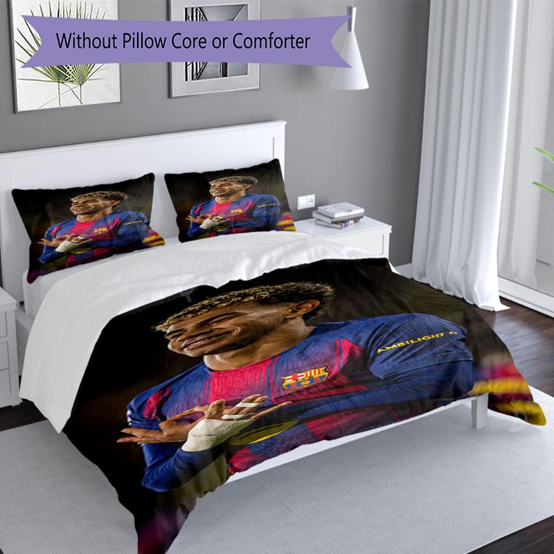 Lamine Yamal Fcb World Cup Champion Bedding Set,Premium Bed Linen for Bedroom Home Decoration,Perfect Collectible Gift for Messi Fans,Easy Care Duvet 