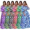 MY963 Conjunto Duas Peças Floral para Mulheres Plus Size Manga Longa Saia Maxi Linha A Conjunto Casual Elegante