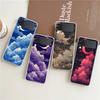 Transparent Phone Case For Samsung Galaxy Z Flip 3 4 5 6 7 Hard Folding PC Z Flip3 Flip4 Cover Moon Cloud Comic Style