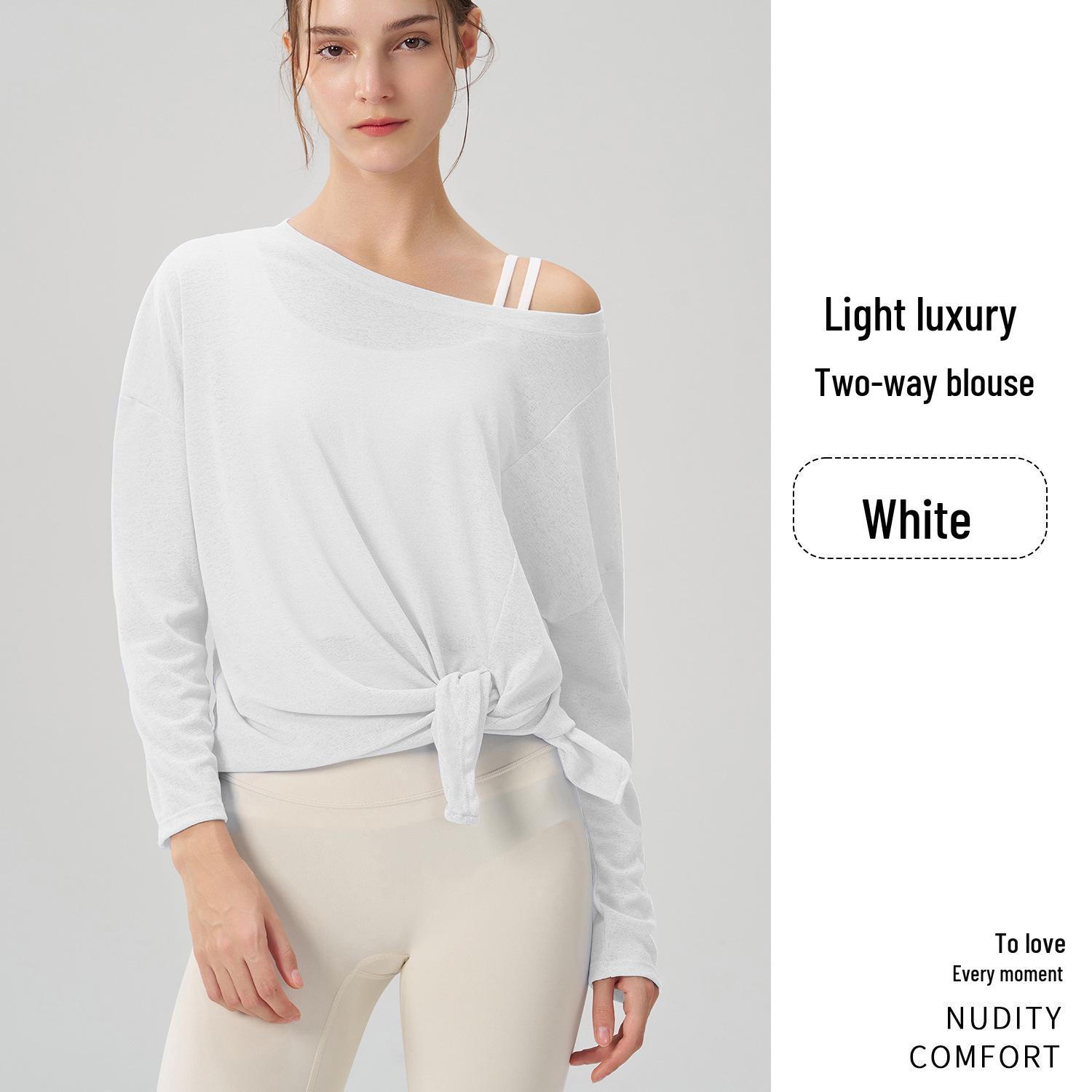 Women s Breathable Split Design Yoga Top - Slimming, Loose, Lightweight, Long Sleeve Fitness Cover-Up L/XL