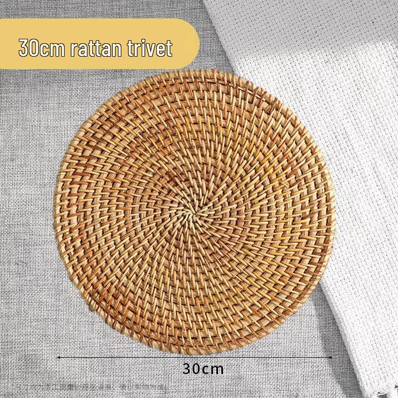 Rattan Heat-Resistant Trivet: Anti-Scald Pot & Bowl Mat, Coaster, and Teapot Holder for Dining Tables