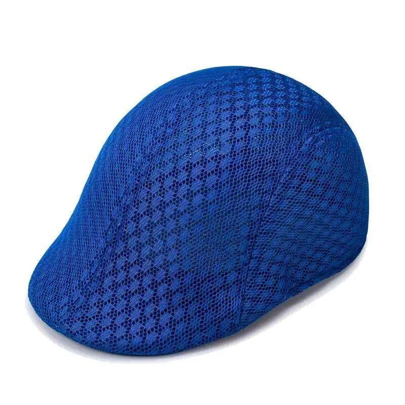 Summer Hollow Breathable Hat Male Middle-aged and Elderly Father Casual Versatile Beret Solid Color Forward Hat