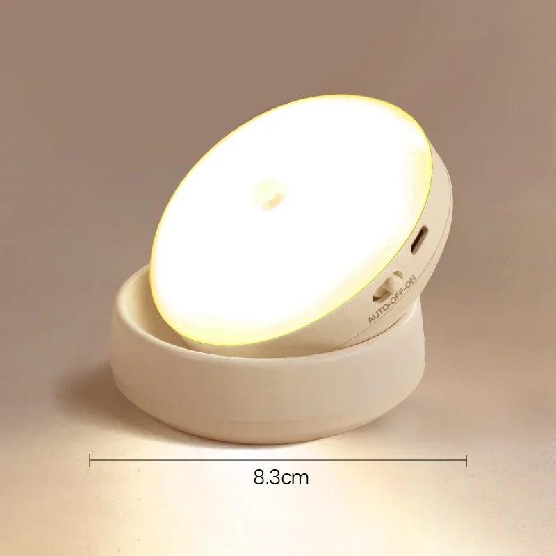 USB Rechargeable 360° Rotating Body Sensing LED Night Light Magnetic for Bedside Home Bedroom Hallway Cabinet Kid Room Decor